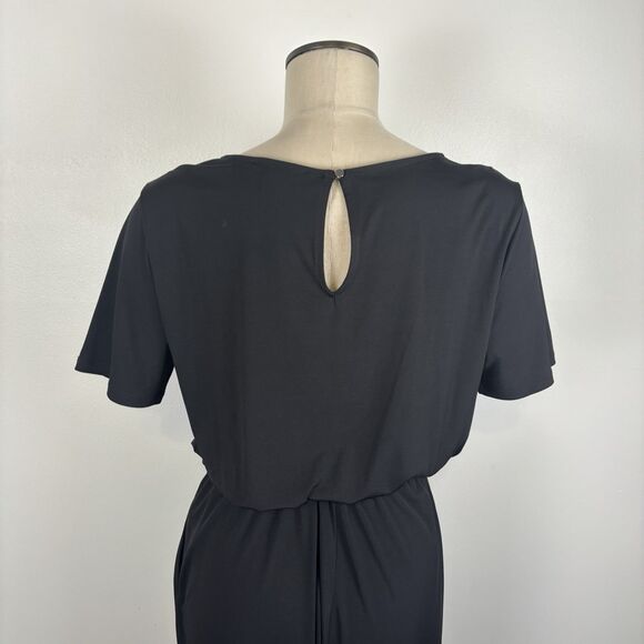 41 Hawthorn Womens Large Belted Black Jumpsuit Romper Pockets Short Sleeve - Picture 6 of 7